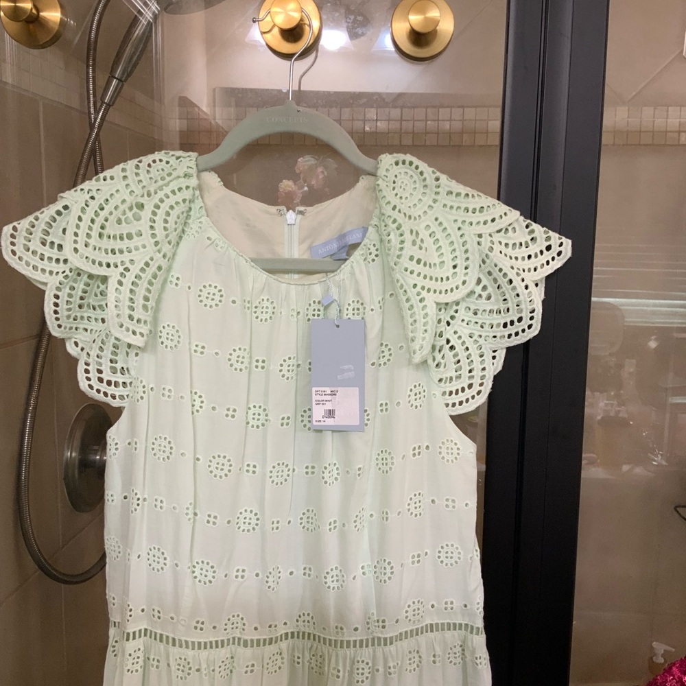 ANTONIO MELANI Mint Eyelet Midi Dress - Picture 4 of 10